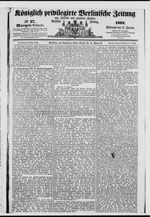 Königlich privilegirte Berlinische Zeitung von Staats- und gelehrten Sachen vom 17.01.1883