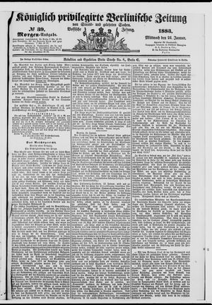 Königlich privilegirte Berlinische Zeitung von Staats- und gelehrten Sachen on Jan 24, 1883