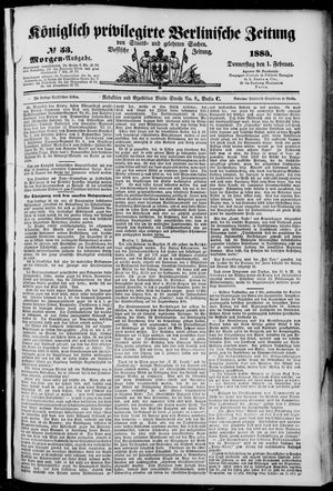 Königlich privilegirte Berlinische Zeitung von Staats- und gelehrten Sachen vom 01.02.1883