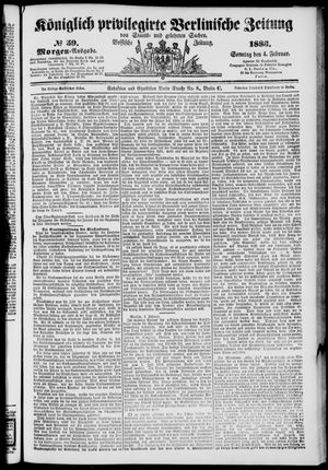 Königlich privilegirte Berlinische Zeitung von Staats- und gelehrten Sachen on Feb 4, 1883