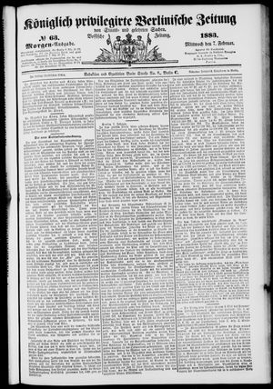 Königlich privilegirte Berlinische Zeitung von Staats- und gelehrten Sachen vom 07.02.1883