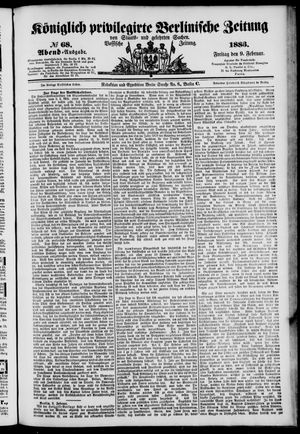 Königlich privilegirte Berlinische Zeitung von Staats- und gelehrten Sachen vom 09.02.1883