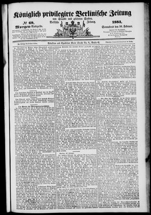 Königlich privilegirte Berlinische Zeitung von Staats- und gelehrten Sachen vom 10.02.1883