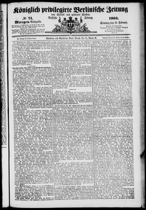 Königlich privilegirte Berlinische Zeitung von Staats- und gelehrten Sachen vom 11.02.1883