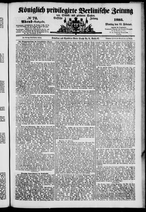 Königlich privilegirte Berlinische Zeitung von Staats- und gelehrten Sachen vom 12.02.1883