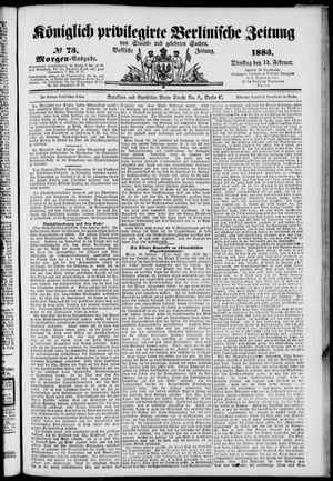 Königlich privilegirte Berlinische Zeitung von Staats- und gelehrten Sachen vom 13.02.1883