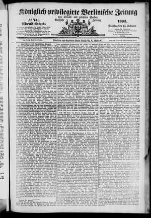 Königlich privilegirte Berlinische Zeitung von Staats- und gelehrten Sachen vom 13.02.1883