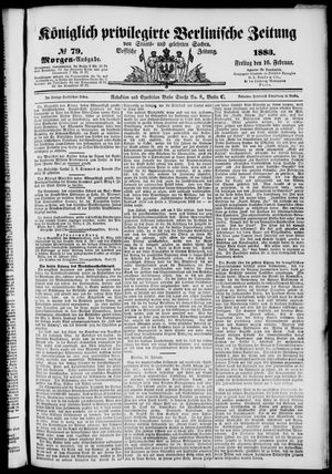Königlich privilegirte Berlinische Zeitung von Staats- und gelehrten Sachen vom 16.02.1883