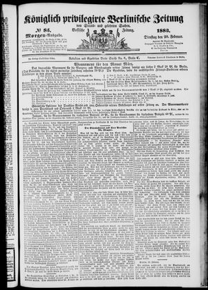 Königlich privilegirte Berlinische Zeitung von Staats- und gelehrten Sachen on Feb 20, 1883