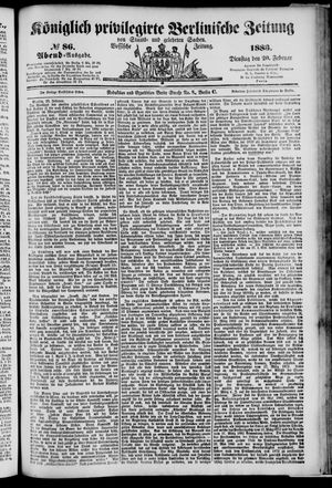Königlich privilegirte Berlinische Zeitung von Staats- und gelehrten Sachen on Feb 20, 1883