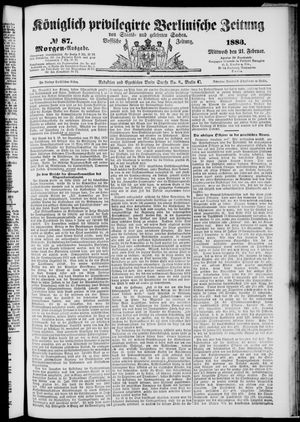 Königlich privilegirte Berlinische Zeitung von Staats- und gelehrten Sachen vom 21.02.1883
