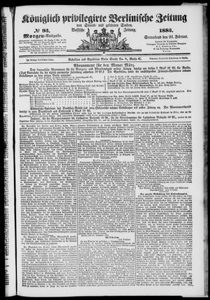 Königlich privilegirte Berlinische Zeitung von Staats- und gelehrten Sachen vom 24.02.1883