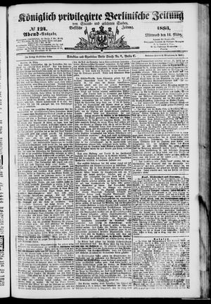 Königlich privilegirte Berlinische Zeitung von Staats- und gelehrten Sachen vom 14.03.1883