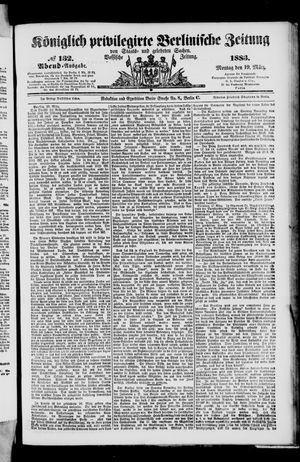 Königlich privilegirte Berlinische Zeitung von Staats- und gelehrten Sachen vom 19.03.1883