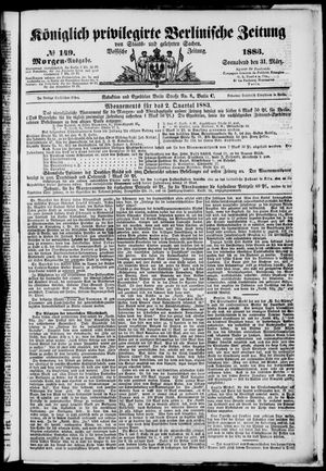 Königlich privilegirte Berlinische Zeitung von Staats- und gelehrten Sachen vom 31.03.1883