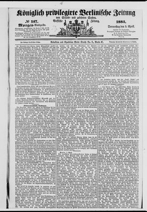 Königlich privilegirte Berlinische Zeitung von Staats- und gelehrten Sachen vom 05.04.1883