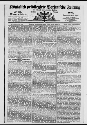 Königlich privilegirte Berlinische Zeitung von Staats- und gelehrten Sachen on Apr 7, 1883