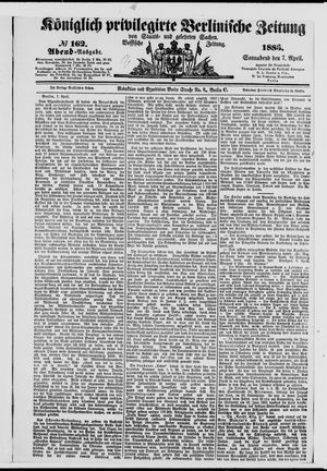 Königlich privilegirte Berlinische Zeitung von Staats- und gelehrten Sachen on Apr 7, 1883