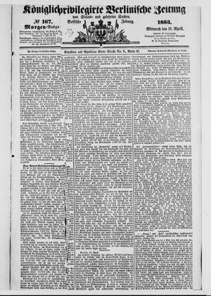 Königlich privilegirte Berlinische Zeitung von Staats- und gelehrten Sachen vom 11.04.1883
