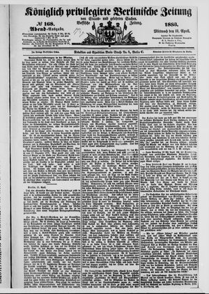 Königlich privilegirte Berlinische Zeitung von Staats- und gelehrten Sachen vom 11.04.1883