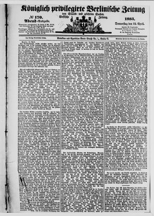 Königlich privilegirte Berlinische Zeitung von Staats- und gelehrten Sachen vom 12.04.1883