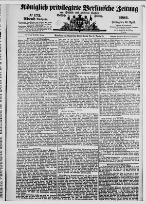 Königlich privilegirte Berlinische Zeitung von Staats- und gelehrten Sachen on Apr 13, 1883