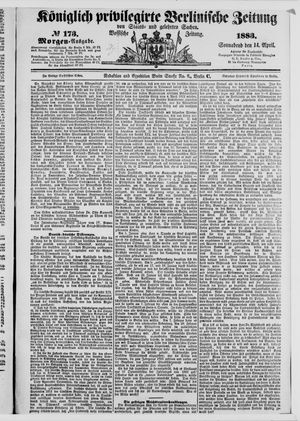 Königlich privilegirte Berlinische Zeitung von Staats- und gelehrten Sachen vom 14.04.1883