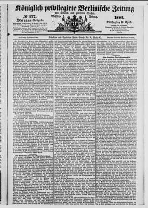 Königlich privilegirte Berlinische Zeitung von Staats- und gelehrten Sachen vom 17.04.1883