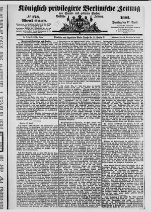 Königlich privilegirte Berlinische Zeitung von Staats- und gelehrten Sachen on Apr 17, 1883