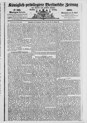 Königlich privilegirte Berlinische Zeitung von Staats- und gelehrten Sachen on Apr 21, 1883
