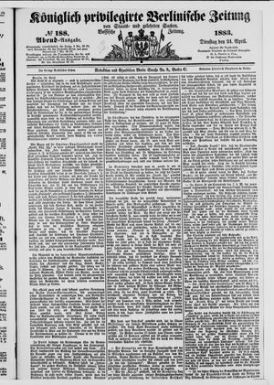 Königlich privilegirte Berlinische Zeitung von Staats- und gelehrten Sachen vom 24.04.1883