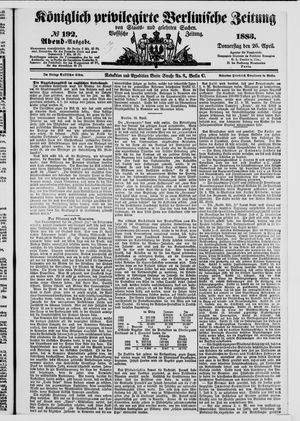 Königlich privilegirte Berlinische Zeitung von Staats- und gelehrten Sachen vom 26.04.1883