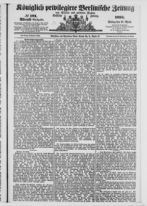 Königlich privilegirte Berlinische Zeitung von Staats- und gelehrten Sachen on Apr 27, 1883