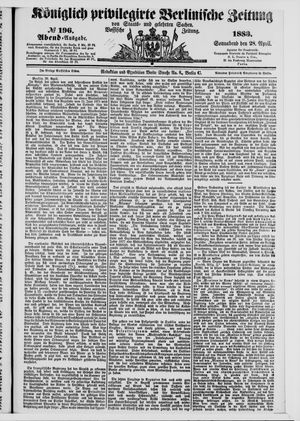 Königlich privilegirte Berlinische Zeitung von Staats- und gelehrten Sachen on Apr 28, 1883