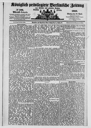 Königlich privilegirte Berlinische Zeitung von Staats- und gelehrten Sachen on Apr 30, 1883