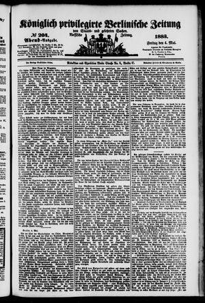 Königlich privilegirte Berlinische Zeitung von Staats- und gelehrten Sachen on May 4, 1883