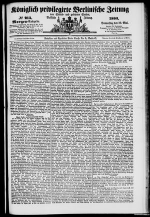 Königlich privilegirte Berlinische Zeitung von Staats- und gelehrten Sachen vom 10.05.1883