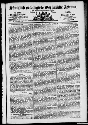 Königlich privilegirte Berlinische Zeitung von Staats- und gelehrten Sachen on May 16, 1883