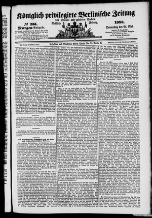 Königlich privilegirte Berlinische Zeitung von Staats- und gelehrten Sachen on May 24, 1883