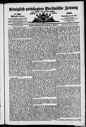 Königlich privilegirte Berlinische Zeitung von Staats- und gelehrten Sachen on May 24, 1883