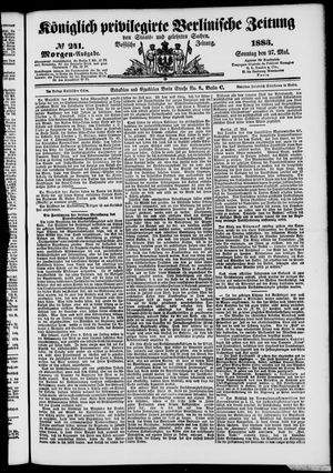 Königlich privilegirte Berlinische Zeitung von Staats- und gelehrten Sachen on May 27, 1883