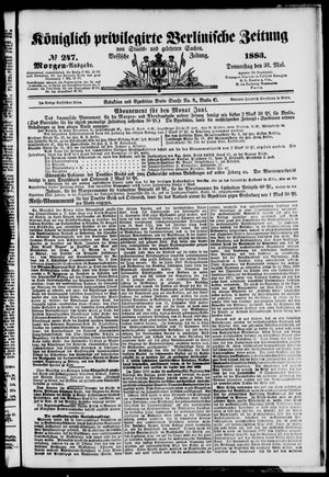 Königlich privilegirte Berlinische Zeitung von Staats- und gelehrten Sachen vom 31.05.1883