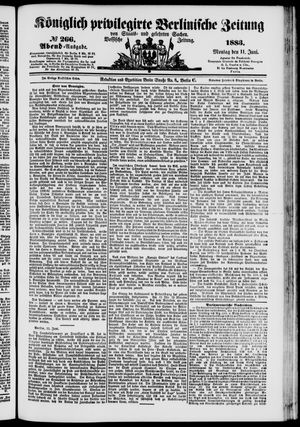 Königlich privilegirte Berlinische Zeitung von Staats- und gelehrten Sachen vom 11.06.1883