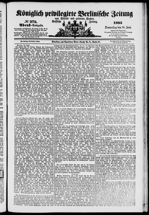 Königlich privilegirte Berlinische Zeitung von Staats- und gelehrten Sachen vom 14.06.1883