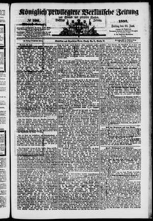 Königlich privilegirte Berlinische Zeitung von Staats- und gelehrten Sachen vom 22.06.1883