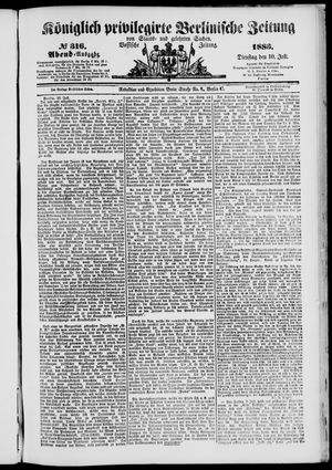 Königlich privilegirte Berlinische Zeitung von Staats- und gelehrten Sachen vom 10.07.1883