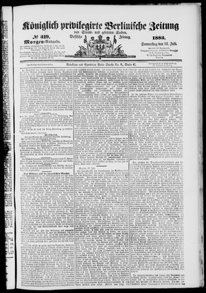 Königlich privilegirte Berlinische Zeitung von Staats- und gelehrten Sachen vom 12.07.1883