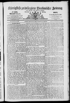 Königlich privilegirte Berlinische Zeitung von Staats- und gelehrten Sachen vom 12.07.1883