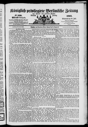 Königlich privilegirte Berlinische Zeitung von Staats- und gelehrten Sachen vom 18.07.1883