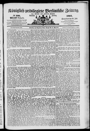 Königlich privilegirte Berlinische Zeitung von Staats- und gelehrten Sachen on Jul 21, 1883